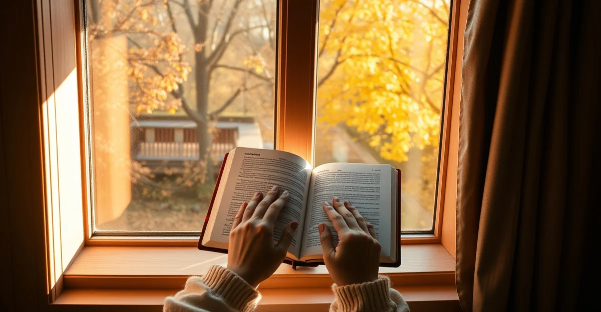 an open journal on a wooden desk with morning light