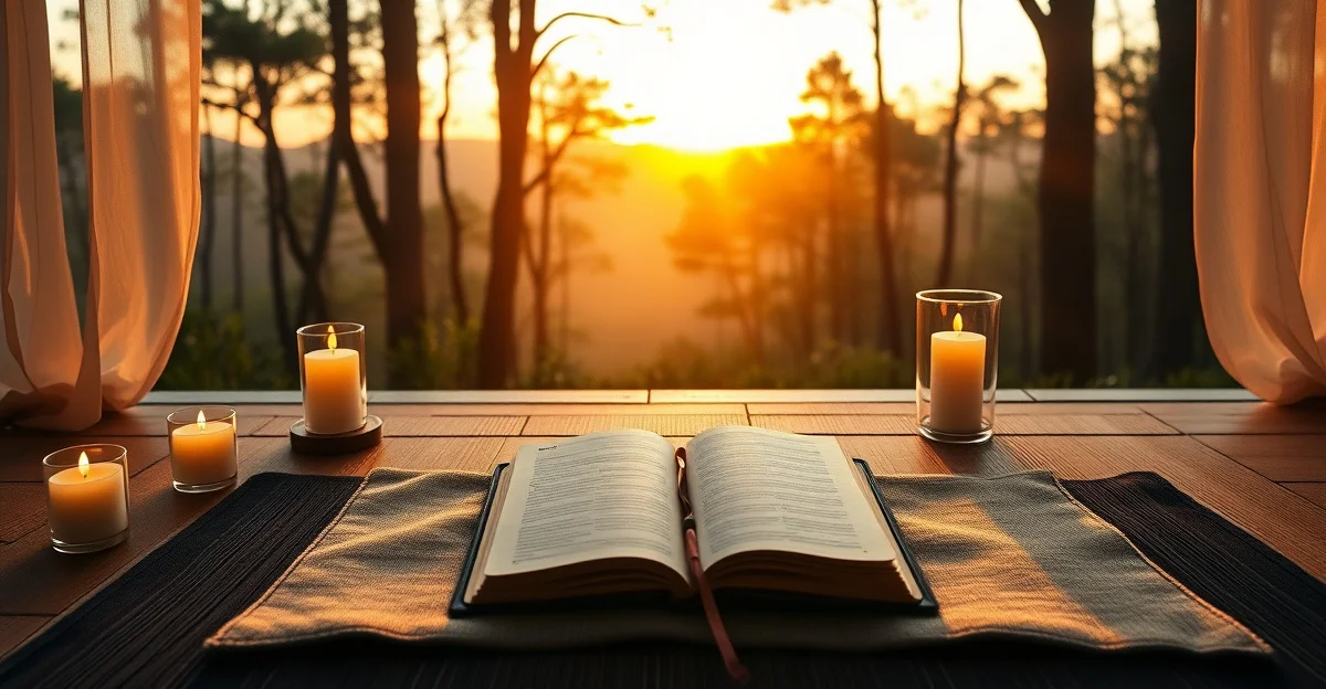 a journal and pen resting on a table with soft afternoon light