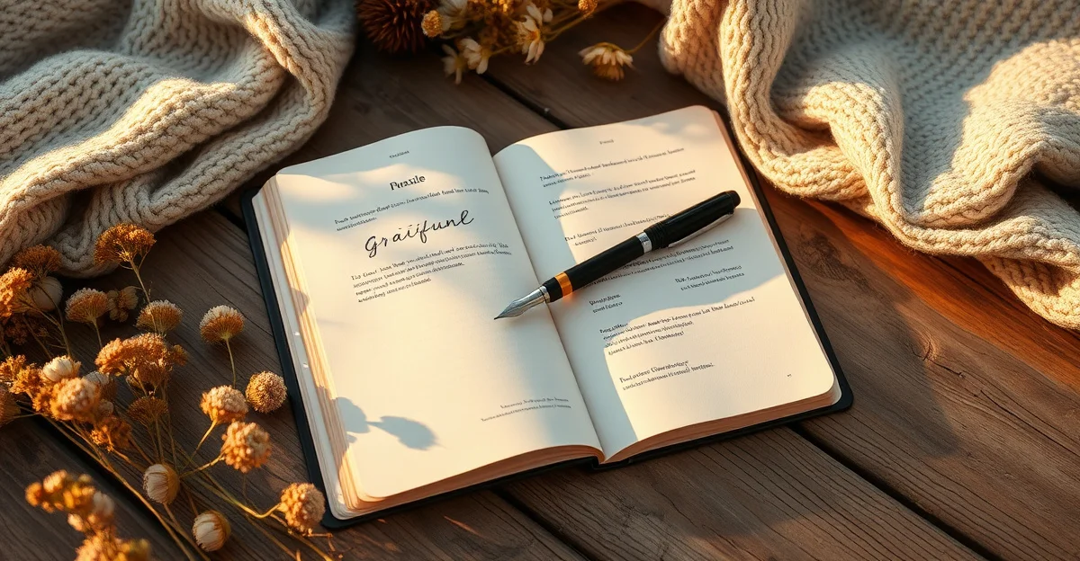 an open journal on a wooden desk with morning light