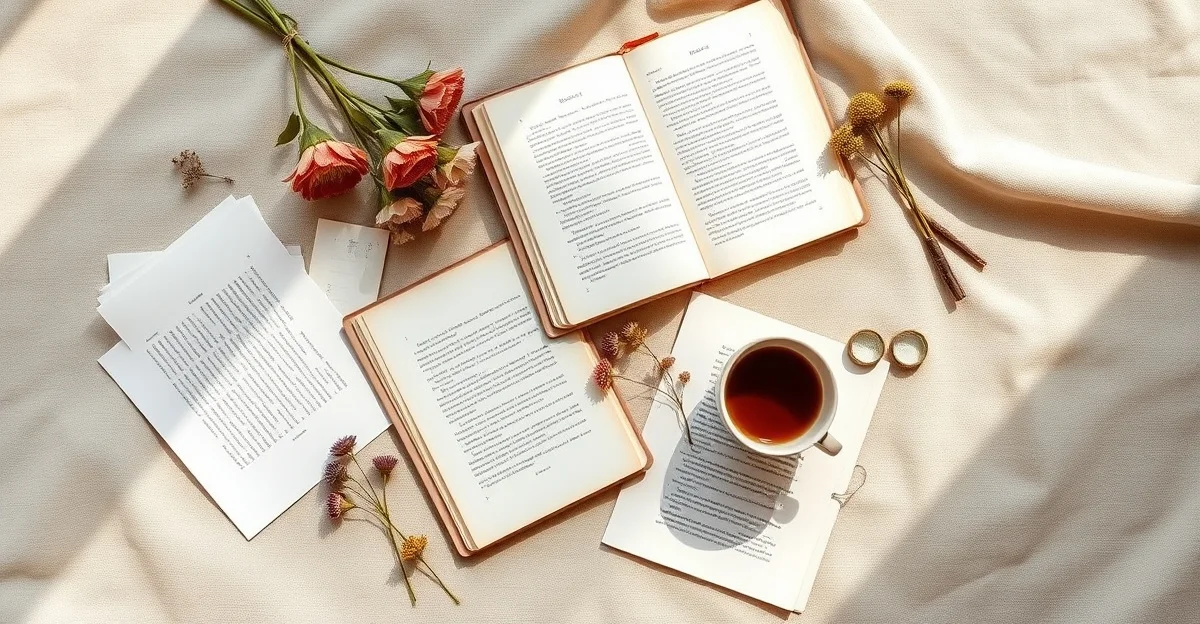 a cozy reading corner with warm blankets and tea