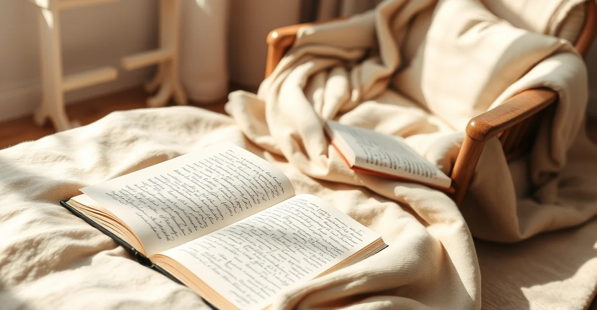 an open journal on a wooden desk with morning light