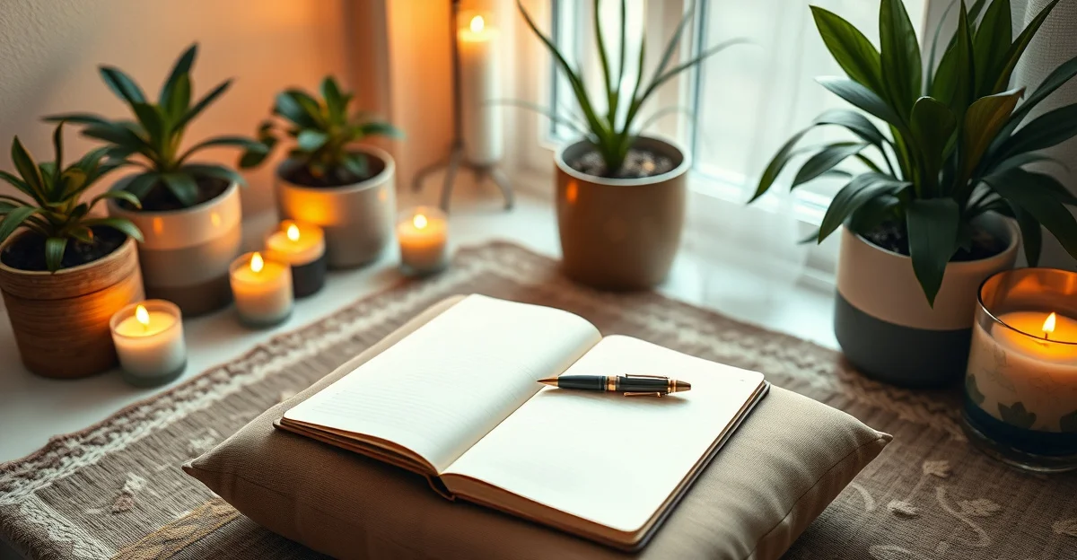 an open journal on a wooden desk with morning light