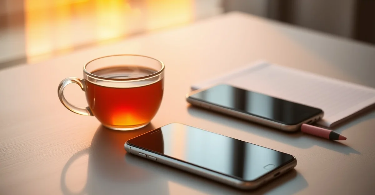 an open journal on a wooden desk with morning light