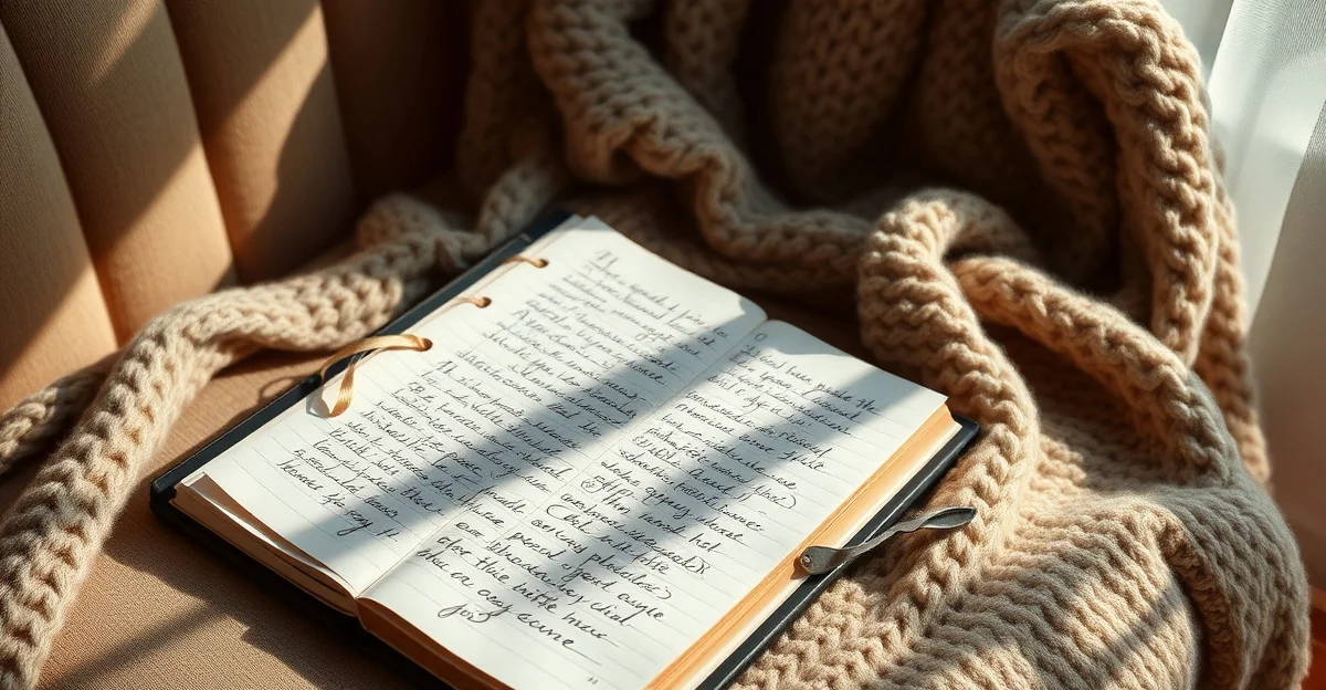 an open journal on a wooden desk with morning light