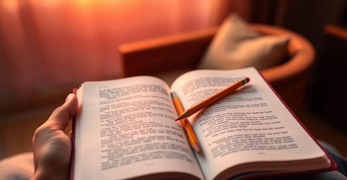 an open journal on a wooden desk with morning light