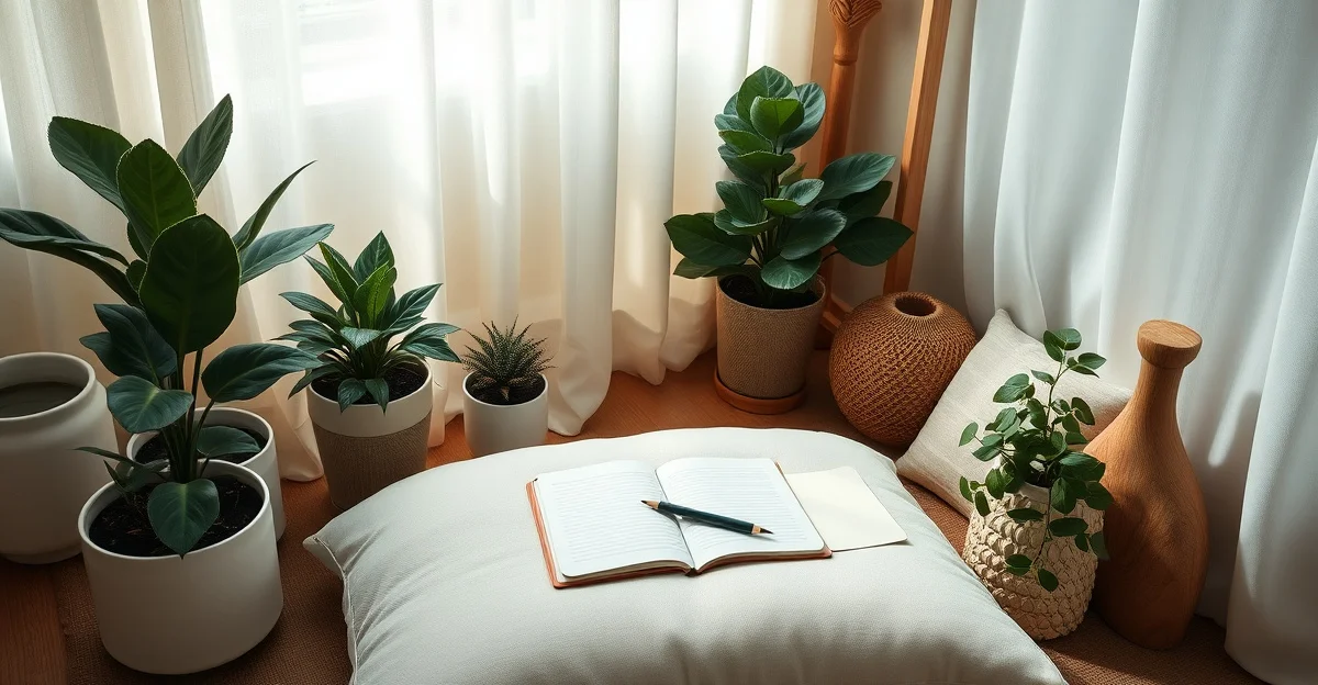 an open journal on a wooden desk with morning light