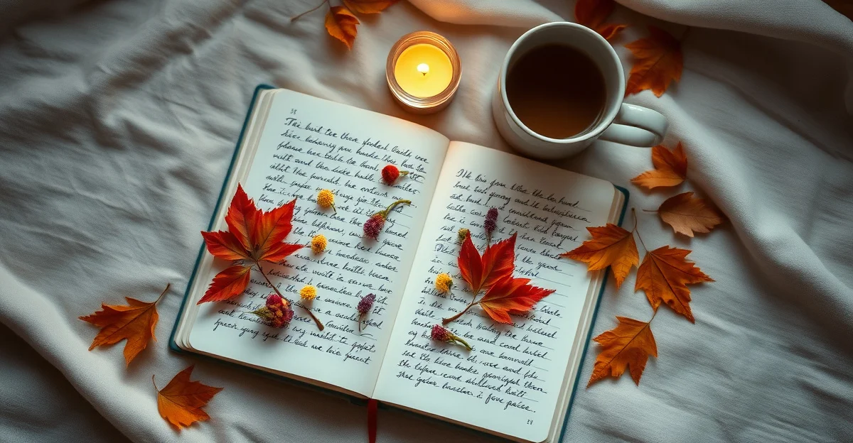 a cozy reading corner with warm blankets and tea