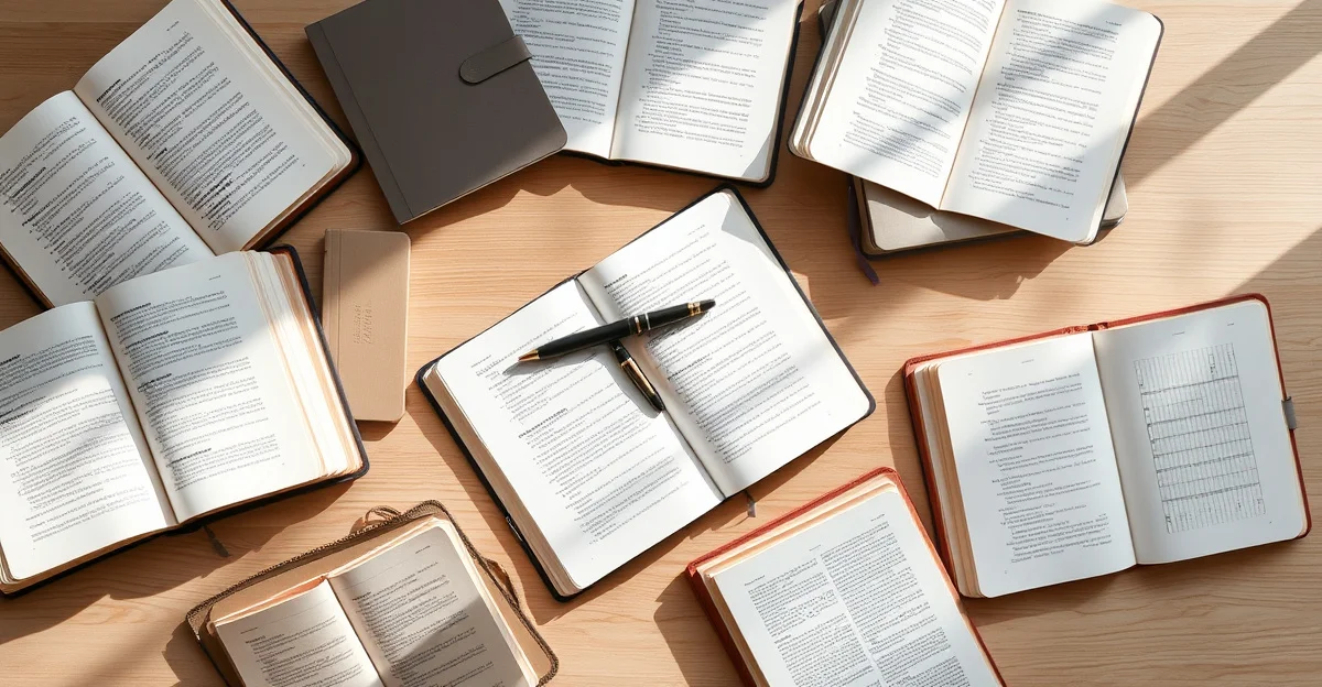 an open journal on a wooden desk with morning light