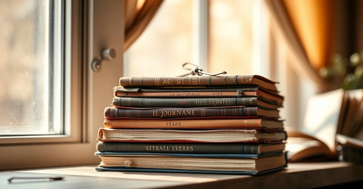 an open journal resting on a wooden desk with soft morning light