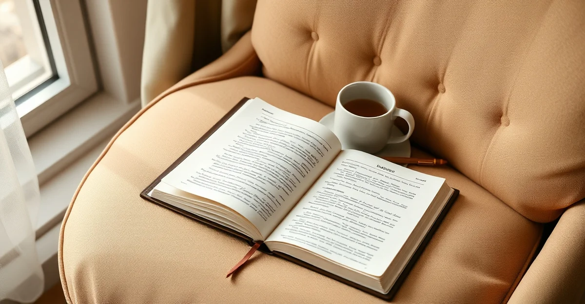 an open journal on a wooden desk with morning light