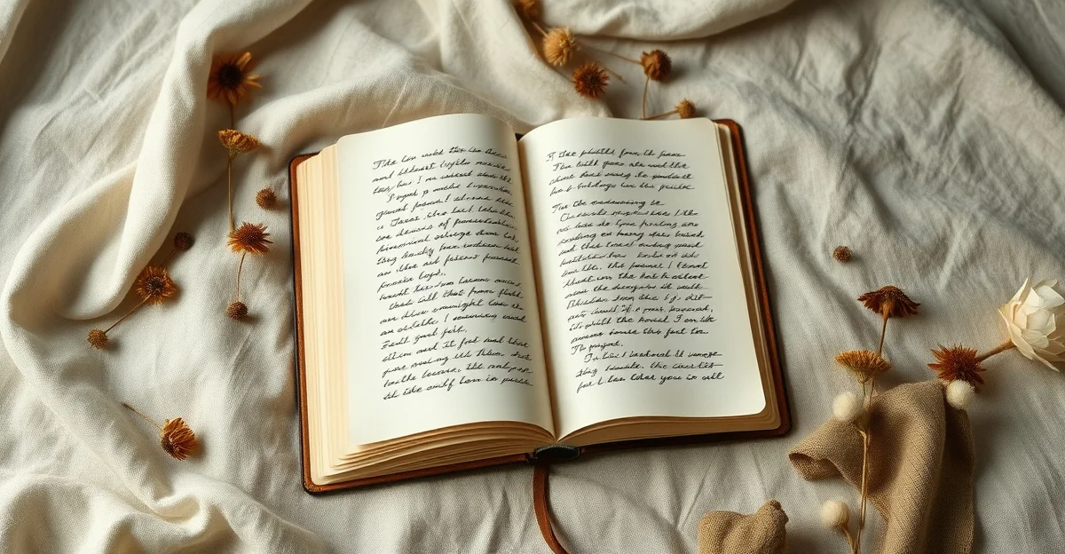 an open journal on a wooden desk with morning light