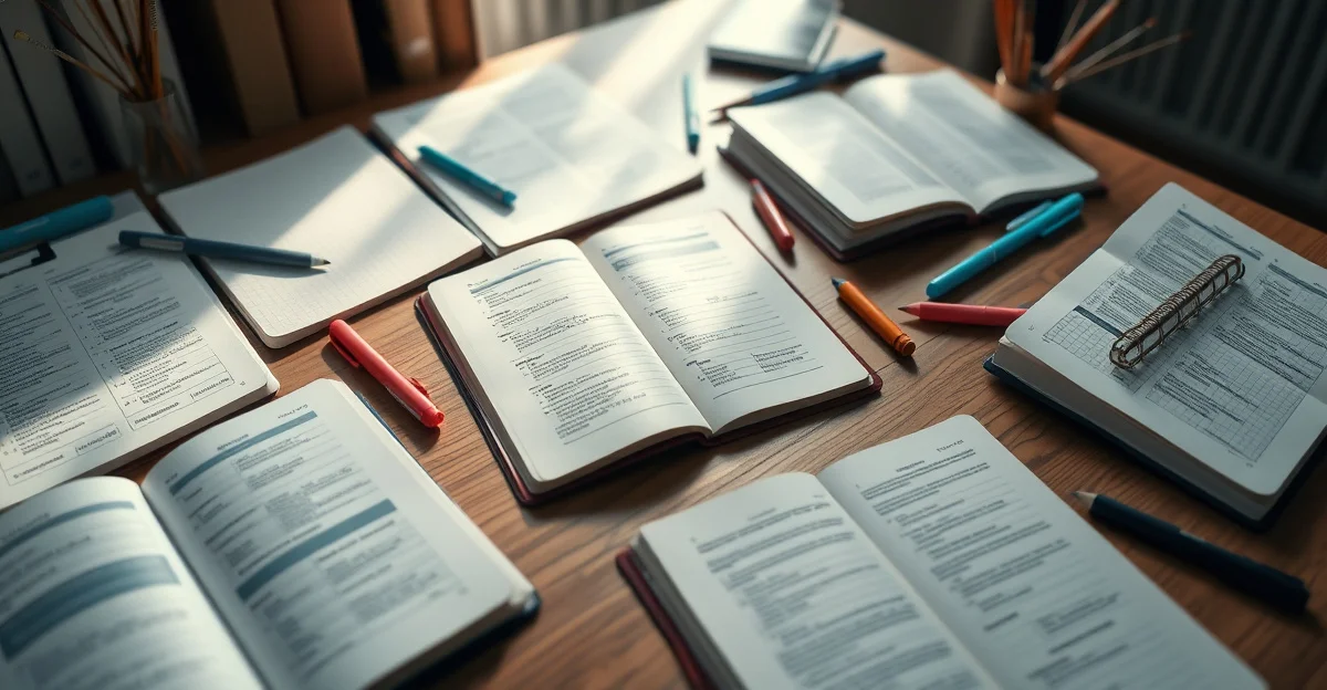 an open journal on a wooden desk with morning light