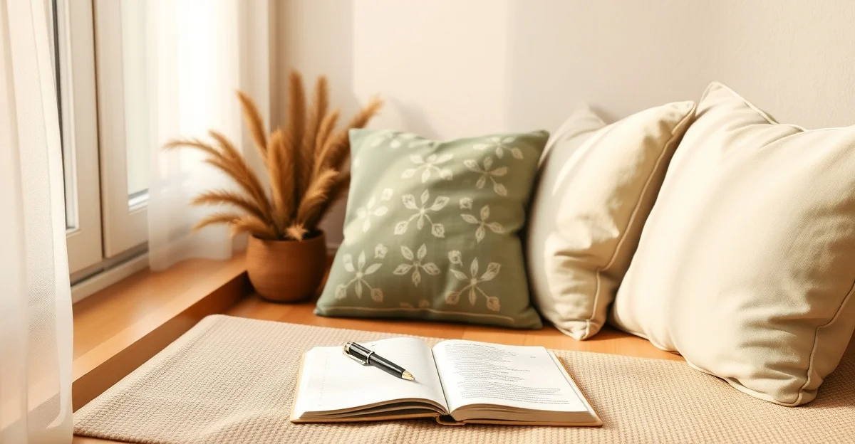 an open journal on a wooden desk with morning light