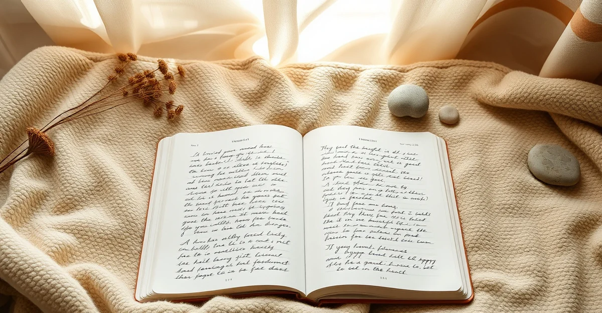 an open journal on a wooden desk with morning light