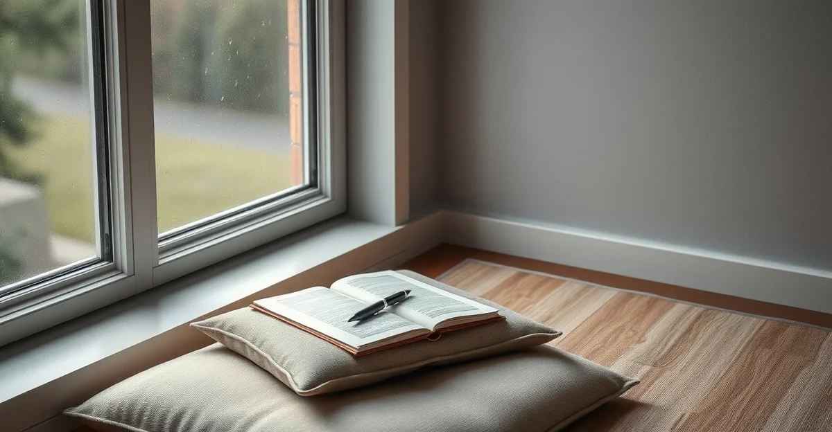 an open journal on a wooden desk with morning light