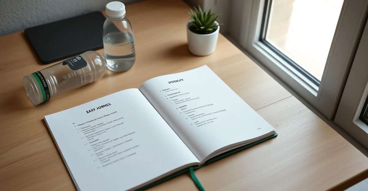 an open journal on a wooden desk with morning light