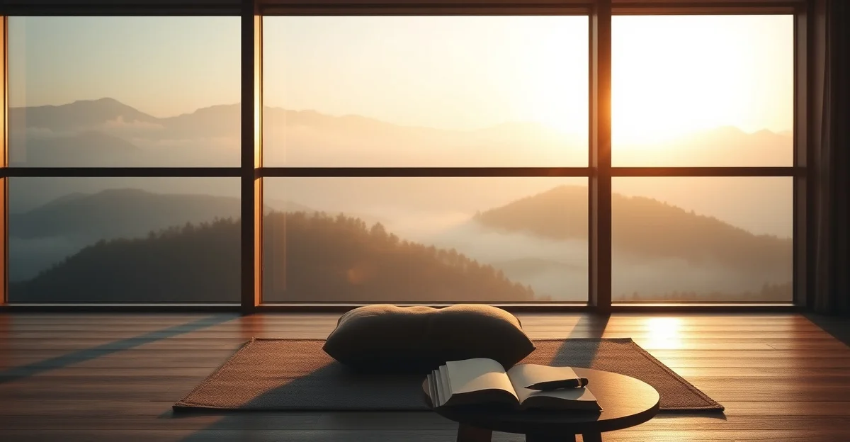 an open journal on a wooden desk with morning light