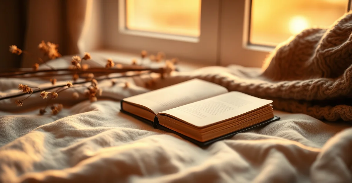 an open journal on a wooden desk with morning light