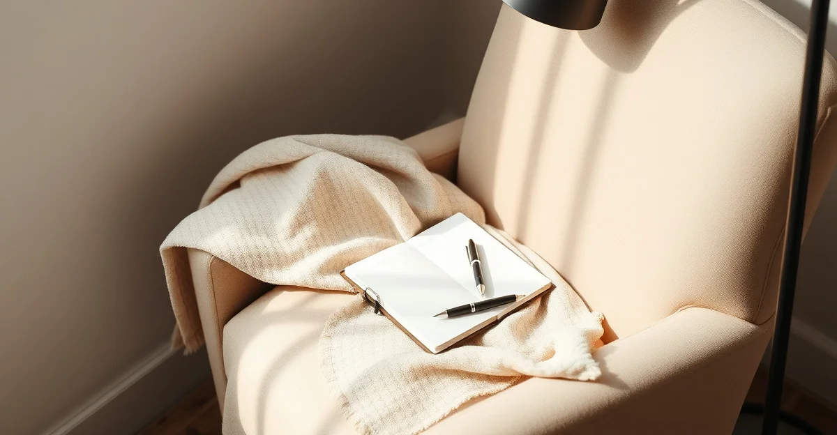 an open journal on a wooden desk with morning light