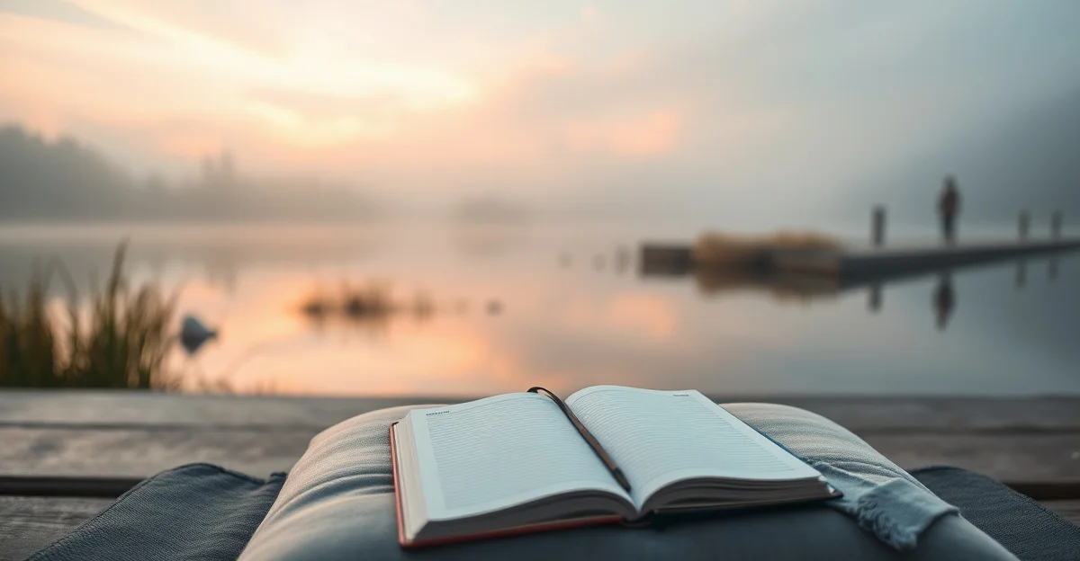 an open journal on a wooden desk with morning light