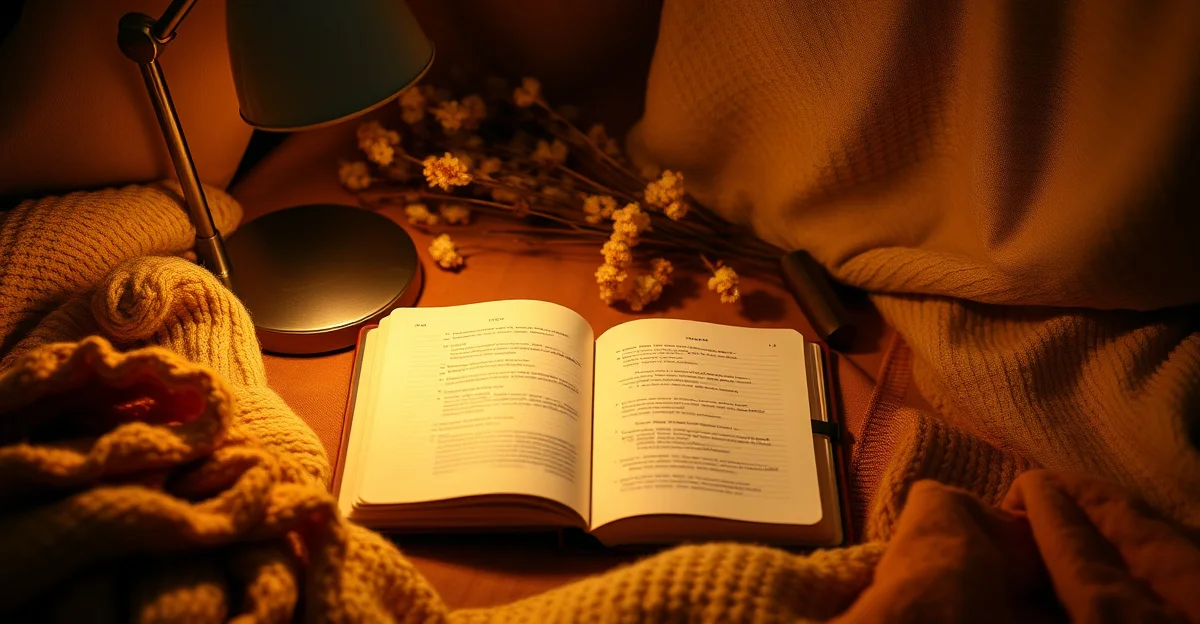 an open journal on a wooden desk with morning light