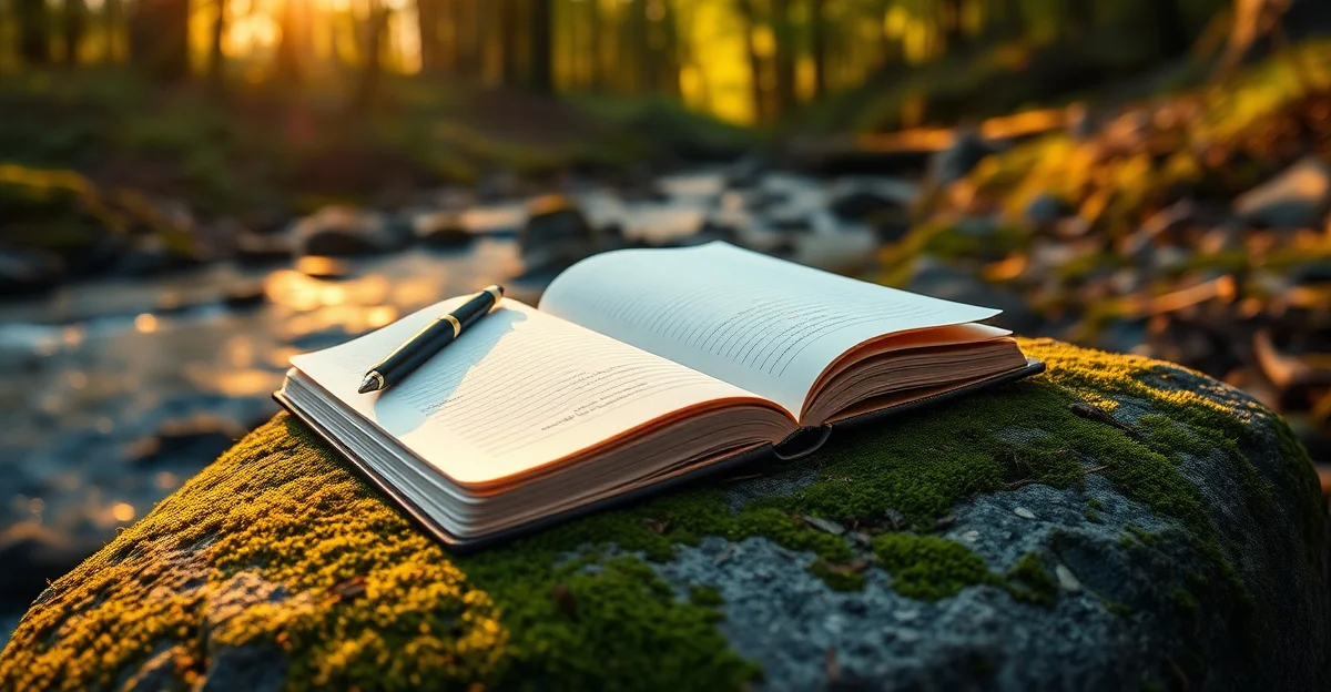 an open journal with morning light on a wooden desk