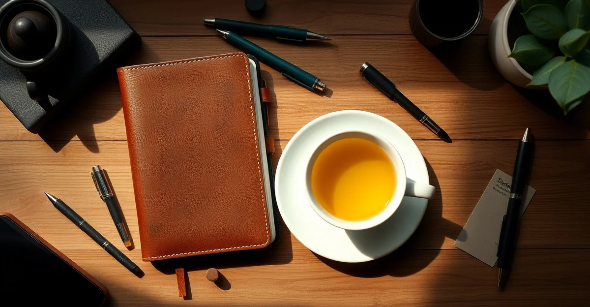 sunlight filtering through a window onto an open notebook