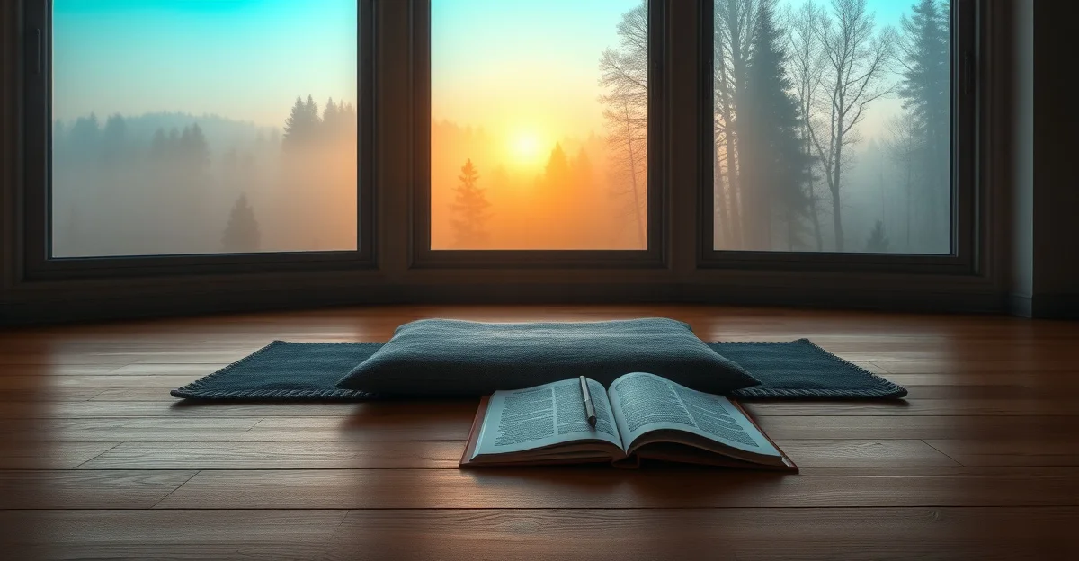 an open journal on a wooden desk with morning light