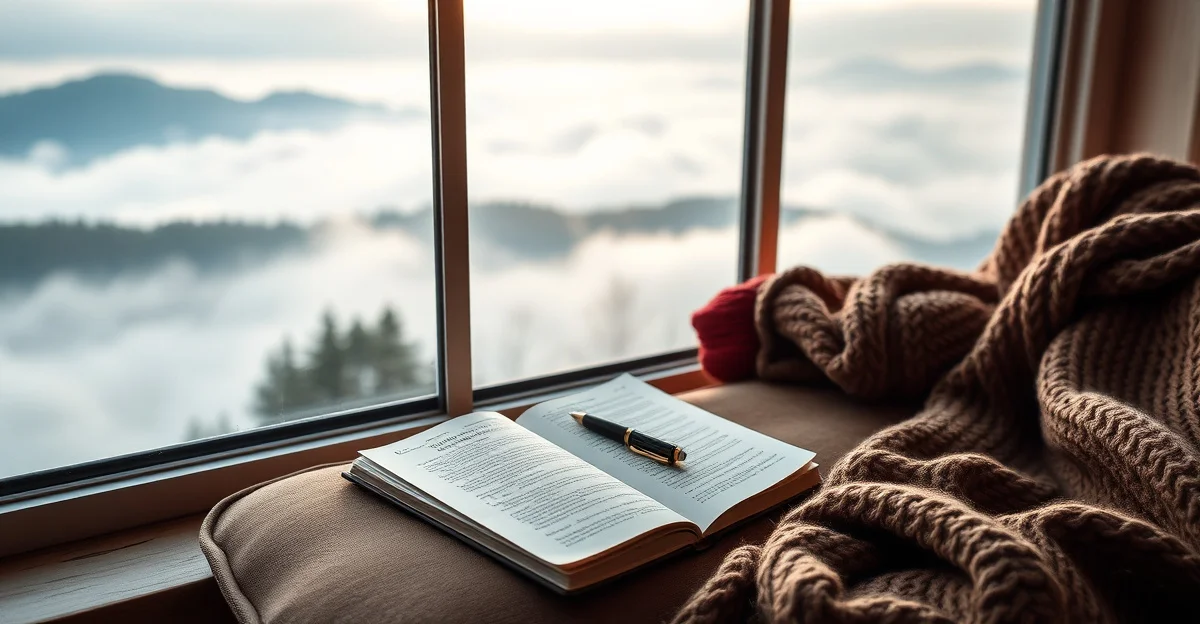 an open journal on a wooden desk with morning light