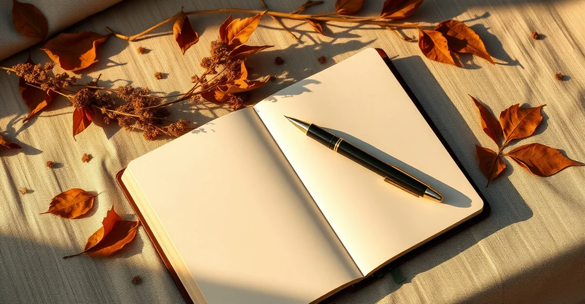 an open journal on a wooden desk with morning light