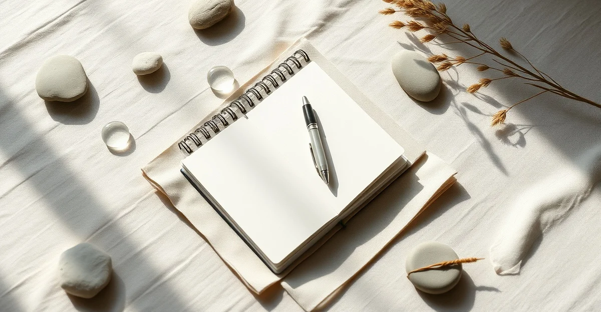 an open journal on a wooden desk with morning light