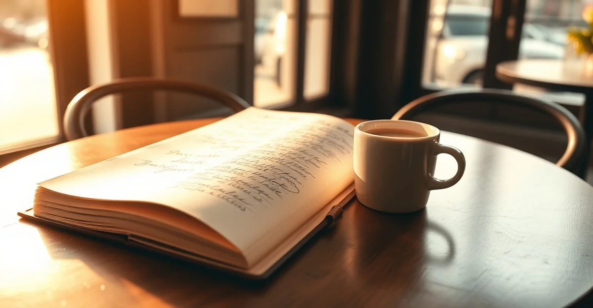 a cozy reading corner with warm blankets and a journal open