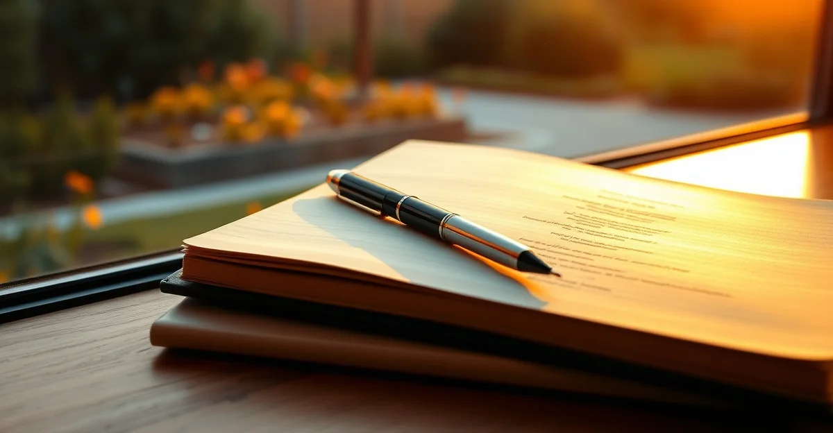 an open journal on a wooden desk with morning light